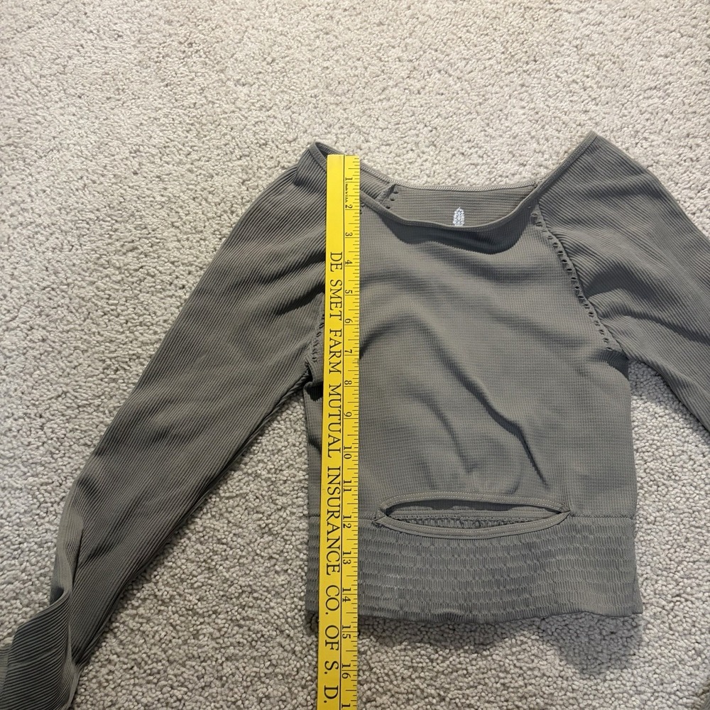 Free People Movement Long Sleeve Top Cut Out Small Olive Green - Picture 7 of 7